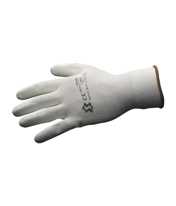 Guante poliéster con PU blanco 9