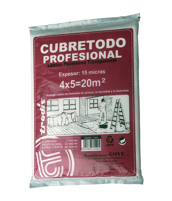 Lámina cubretodo profesional 4x5 m 15 micras