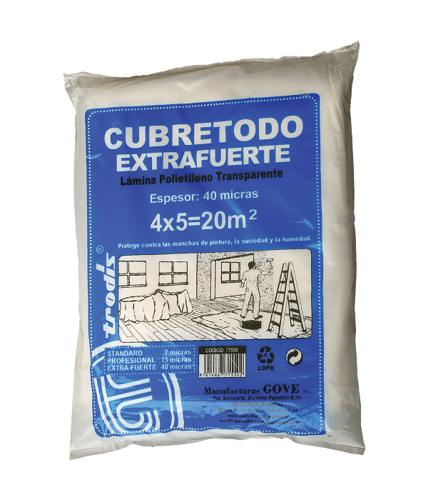 Lámina cubretodo extrafuerte 40 micras - 4x5 m