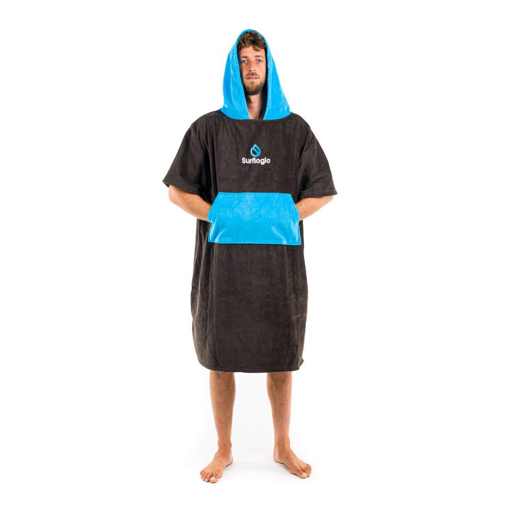 Poncho black & cyan