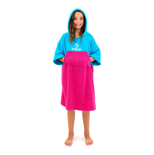 [59807] Poncho junior cyan & neon pink