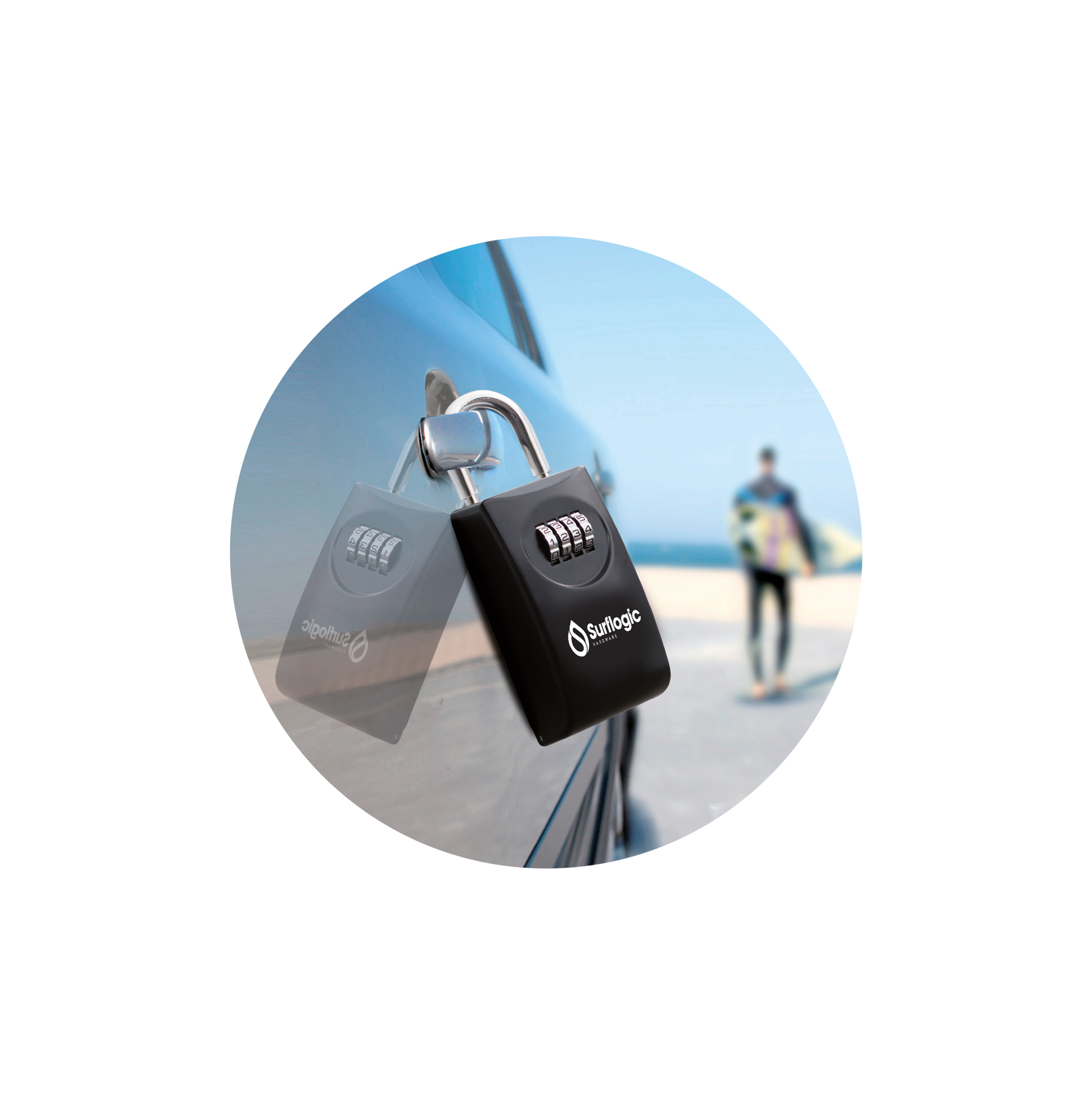 Surflogic Key Surf Lock Maxi Size Black Safe Padlock For Car Vehicle Roof Rack 